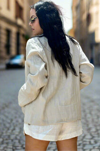 Beige Linen casual Blazer /Jacket