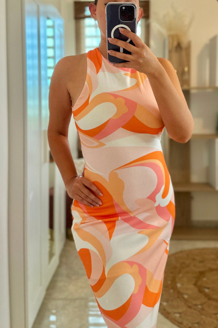 Orange Midi Dress