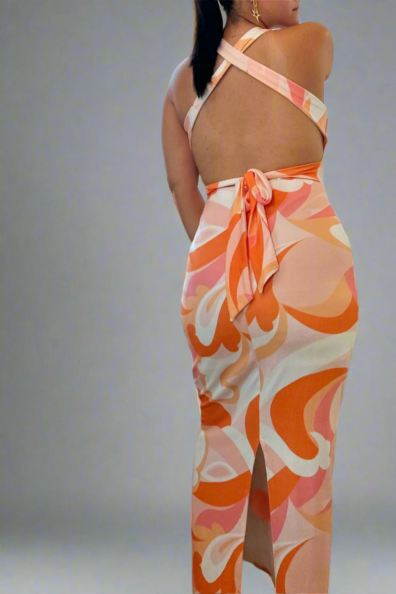 Orange Midi Dress