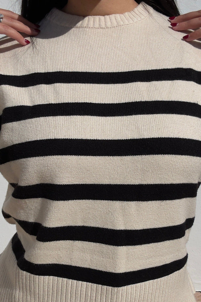 Taupe/ Black striped sweater