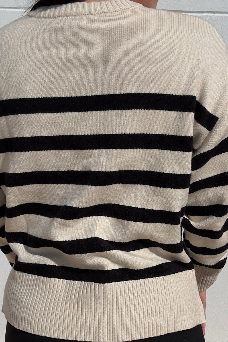 Taupe/ Black striped sweater